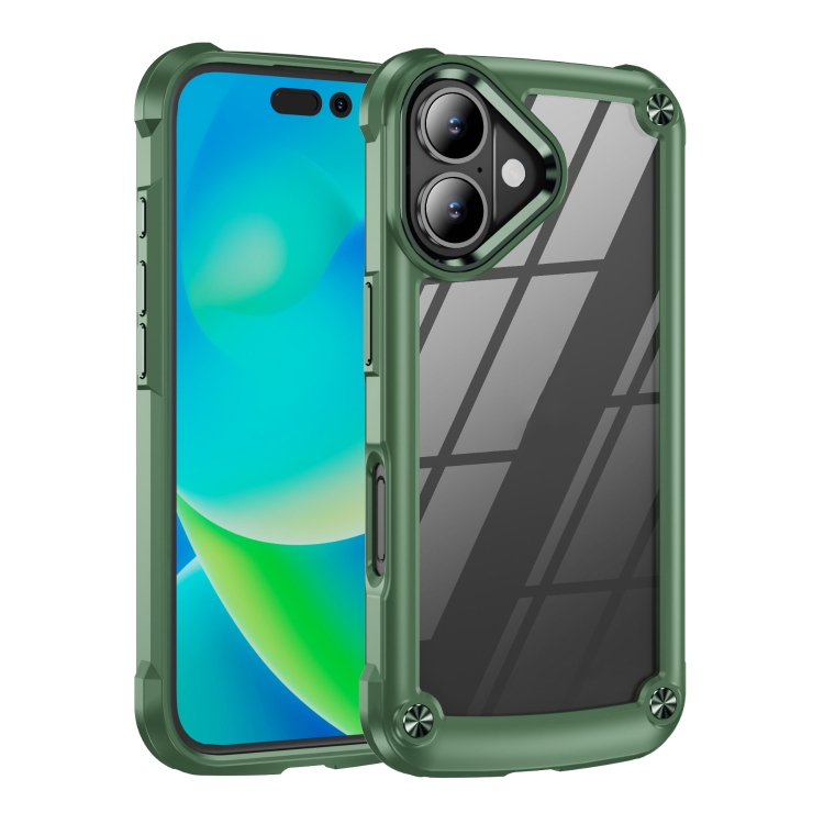 

For iPhone 16 Plus TPU + PC Lens Protection Phone Case(Green)
