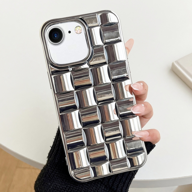 

For iPhone 6s / 6 3D Cube Weave Texture Electroplating Phone Case(Silver)