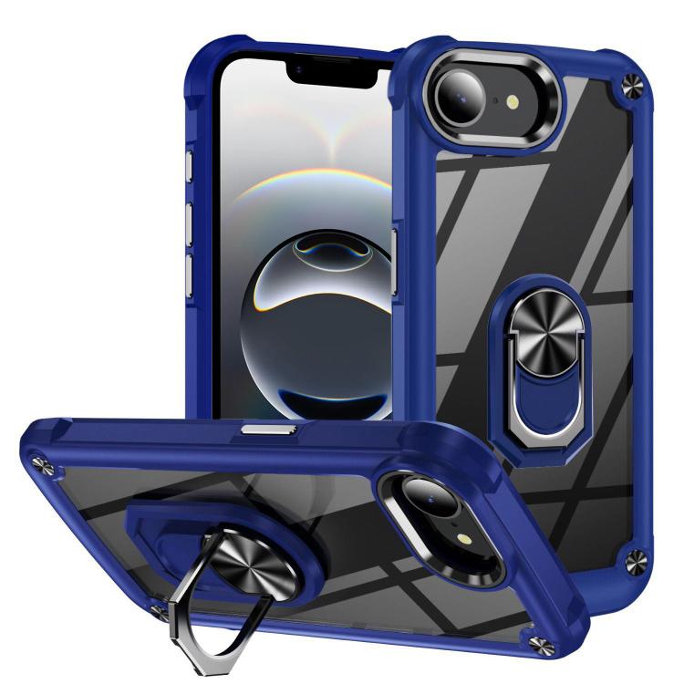 

For iPhone 16e TPU + PC Lens Protection Phone Case with Ring Holder(Blue)