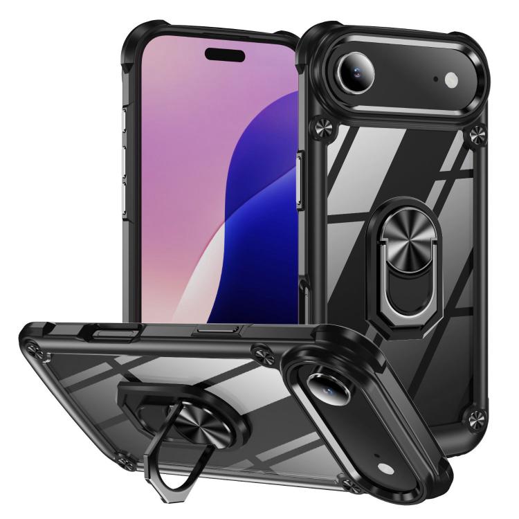 

For iPhone 17 Air TPU + PC Lens Protection Phone Case with Ring Holder(Black)