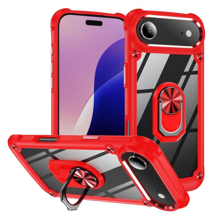 

For iPhone Air TPU + PC Lens Protection Phone Case with Ring Holder(Red)