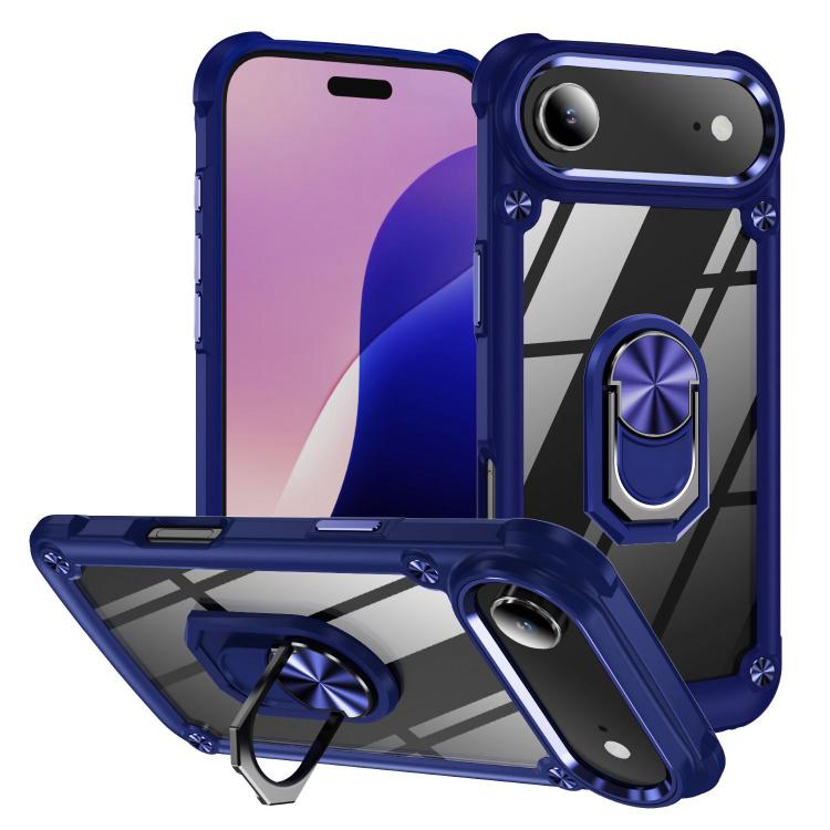 

For iPhone 17 Air TPU + PC Lens Protection Phone Case with Ring Holder(Blue)