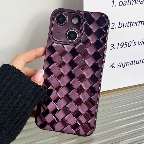 

For iPhone 13 Retro Weave Texture Electroplating Phone Case(Purple)