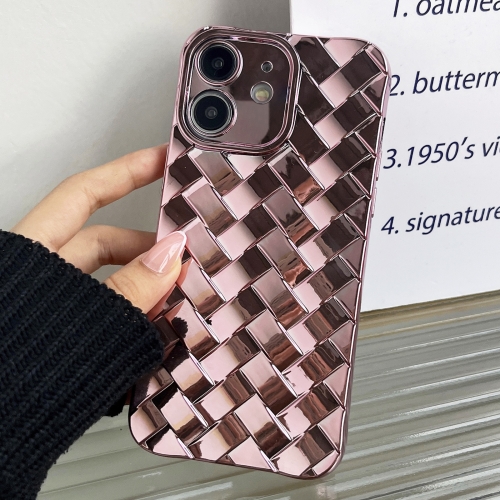 

For iPhone 11 Retro Weave Texture Electroplating Phone Case(Rose Gold)