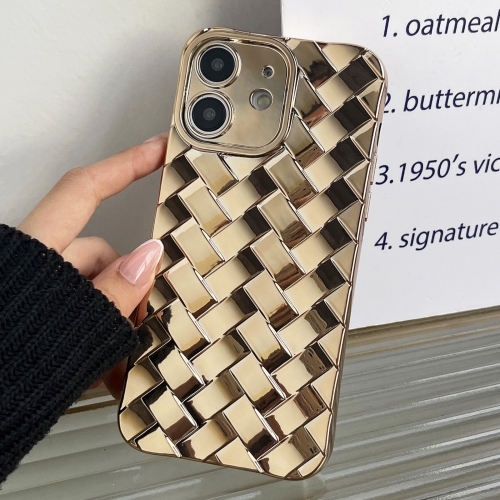 

For iPhone 11 Retro Weave Texture Electroplating Phone Case(Gold)