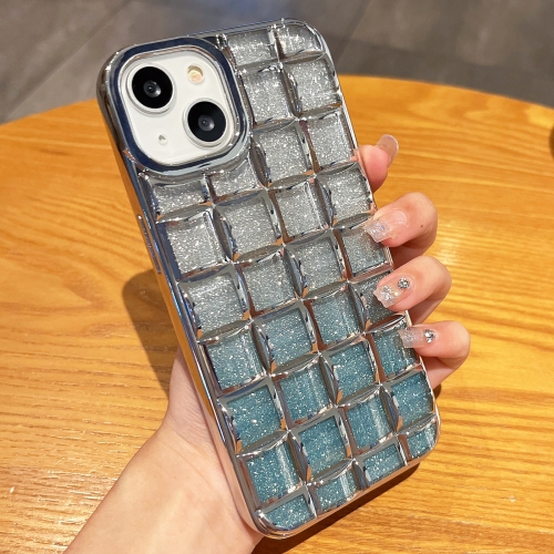 

For iPhone 13 3D Grid Glitter Paper Phone Case(Silver)