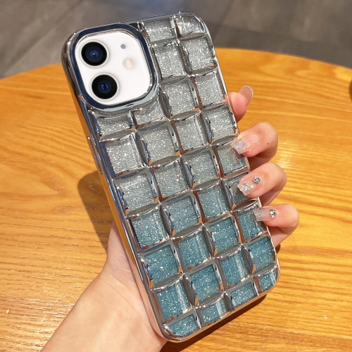 

For iPhone 12 / 12 Pro 3D Grid Glitter Paper Phone Case(Silver)