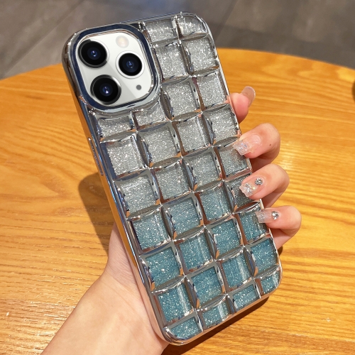 

For iPhone 11 Pro 3D Grid Glitter Paper Phone Case(Silver)