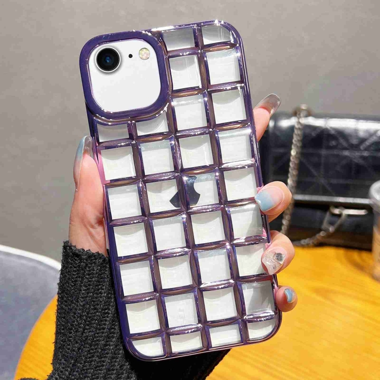

For iPhone SE 2022 / SE 2020 / 8 / 7 3D Grid Phone Case(Purple)