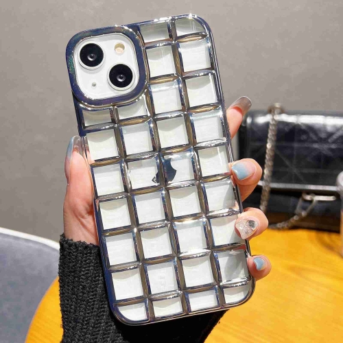 

For iPhone 13 mini 3D Grid Phone Case(Silver)