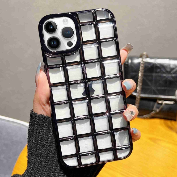 

For iPhone 12 Pro Max 3D Grid Phone Case(Black)