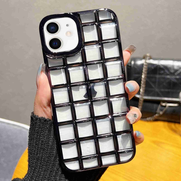 

For iPhone 12 mini 3D Grid Phone Case(Black)
