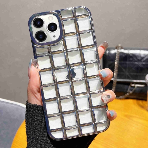 

For iPhone 11 Pro Max 3D Grid Phone Case(Silver)