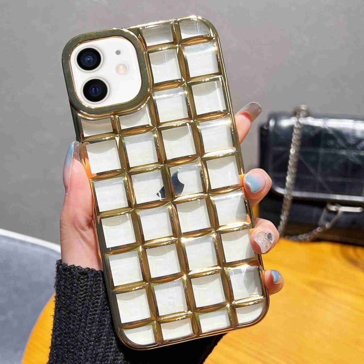 

For iPhone 11 3D Grid Phone Case(Gold)