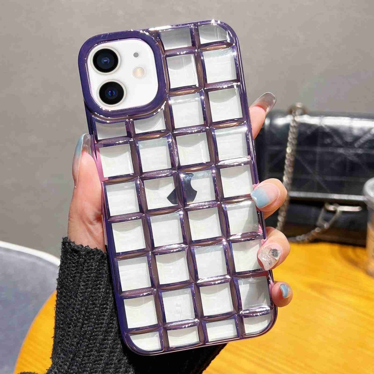 

For iPhone 11 3D Grid Phone Case(Purple)