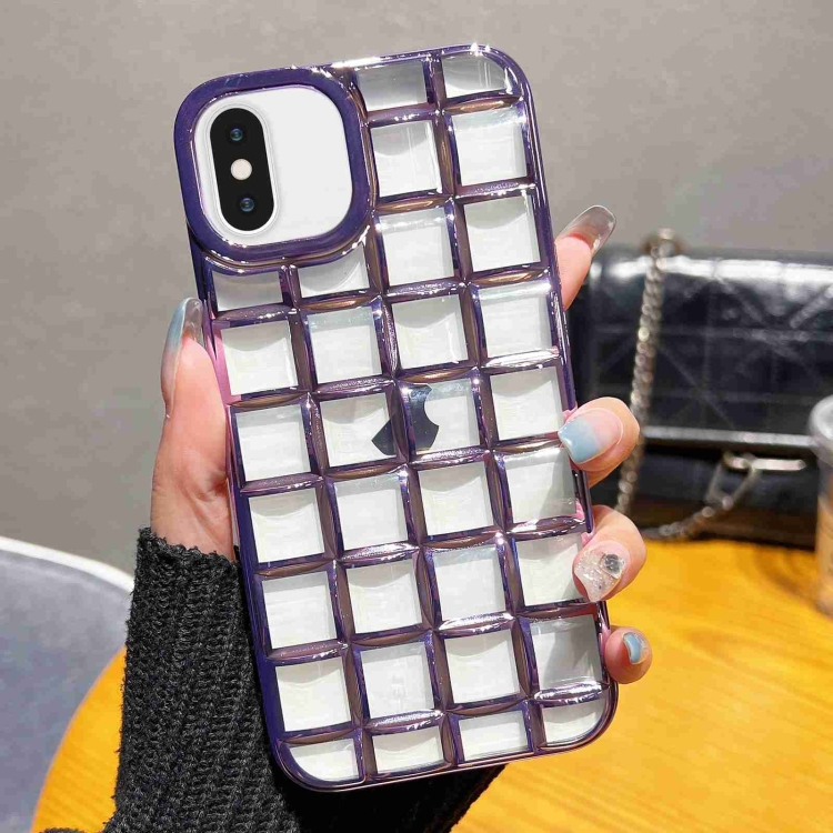 

For iPhone XS Max 3D Grid Phone Case(Purple)