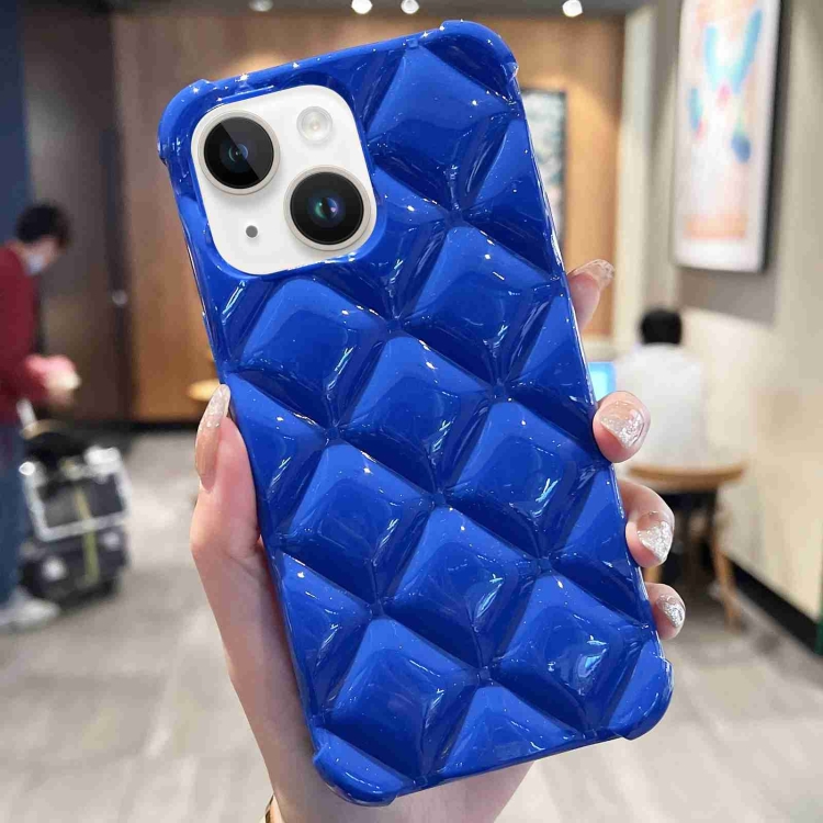 

For iPhone 14 Diamond Lattice Varnish TPU Phone Case(Blue)