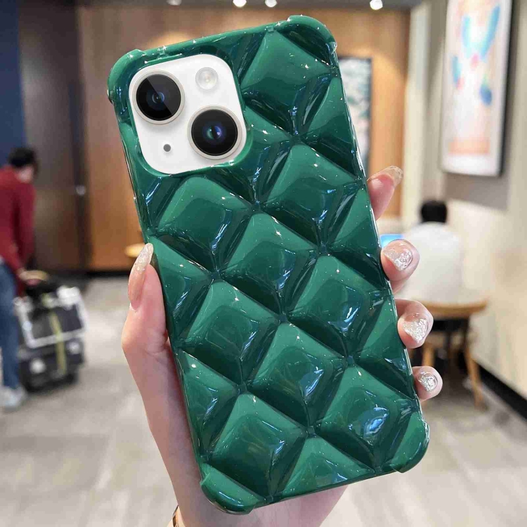 

For iPhone 14 Diamond Lattice Varnish TPU Phone Case(Green)