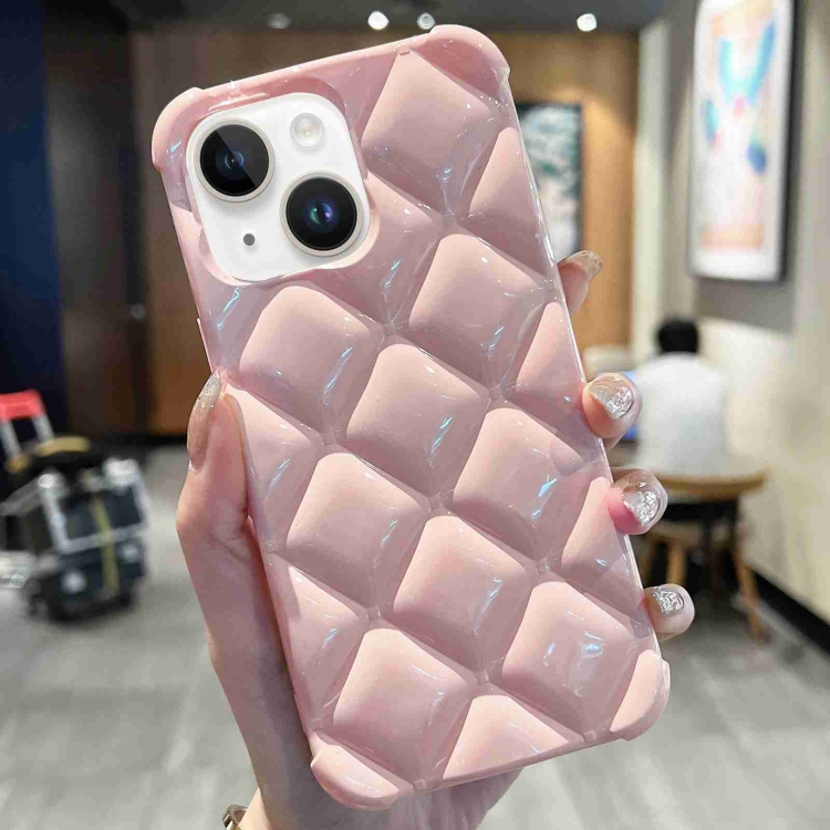 

For iPhone 14 Diamond Lattice Varnish TPU Phone Case(Pink)