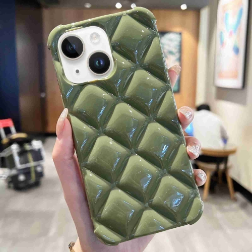 

For iPhone 14 Diamond Lattice Varnish TPU Phone Case(Olive Green)