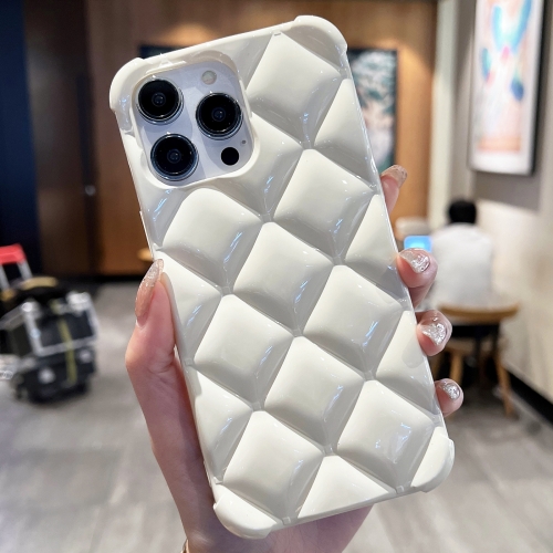 

For iPhone 14 Pro Diamond Lattice Varnish TPU Phone Case(White)