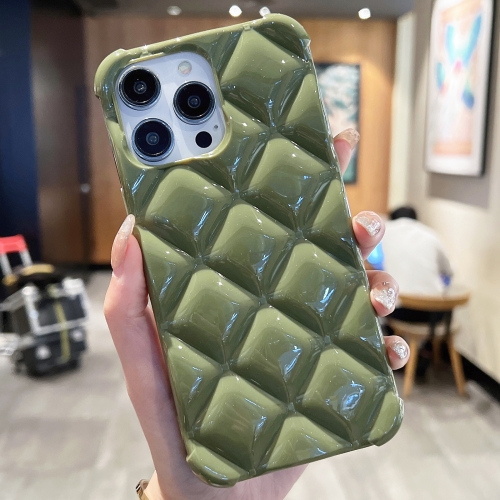 

For iPhone 14 Pro Diamond Lattice Varnish TPU Phone Case(Olive Green)