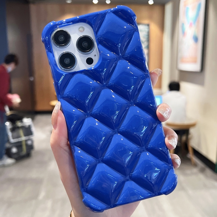 

For iPhone 14 Pro Max Diamond Lattice Varnish TPU Phone Case(Blue)