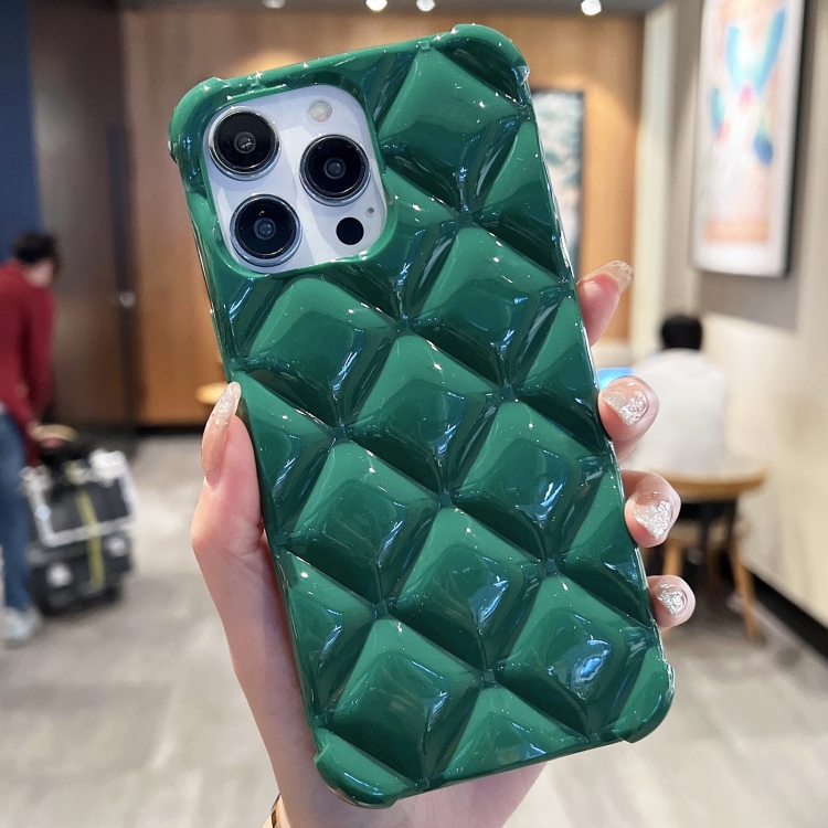 

For iPhone 14 Pro Max Diamond Lattice Varnish TPU Phone Case(Green)