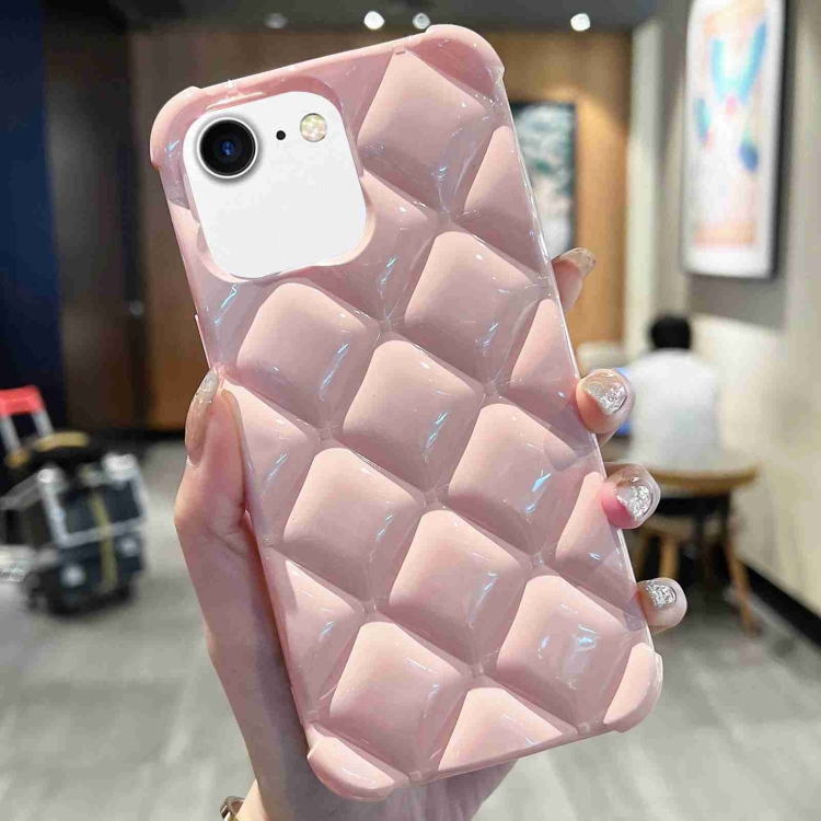 

For iPhone SE 2022 / SE 2020 / 8 / 7 Diamond Lattice Varnish TPU Phone Case(Pink)