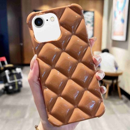 

For iPhone SE 2022 / SE 2020 / 8 / 7 Diamond Lattice Varnish TPU Phone Case(Brown)