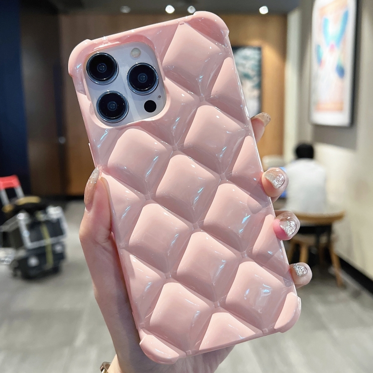 

For iPhone 13 Pro Max Diamond Lattice Varnish TPU Phone Case(Pink)