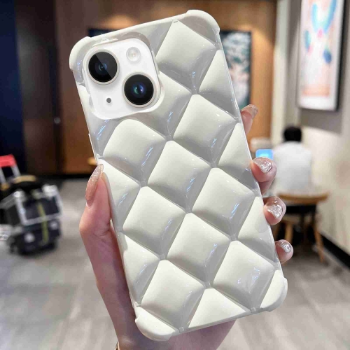 

For iPhone 13 mini Diamond Lattice Varnish TPU Phone Case(White)