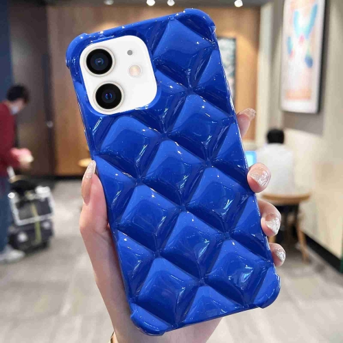 

For iPhone 12 / 12 Pro Diamond Lattice Varnish TPU Phone Case(Blue)