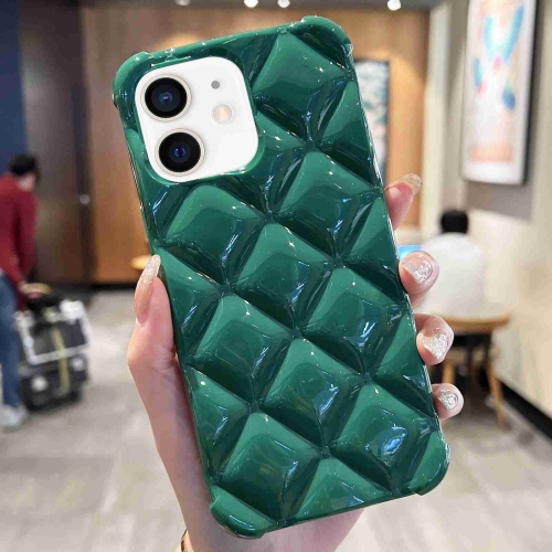 

For iPhone 12 / 12 Pro Diamond Lattice Varnish TPU Phone Case(Green)