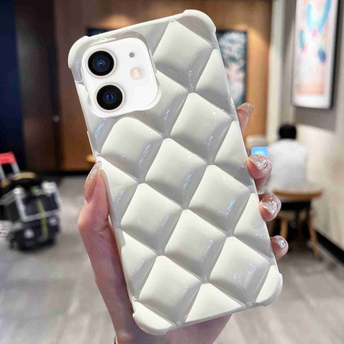 

For iPhone 12 / 12 Pro Diamond Lattice Varnish TPU Phone Case(White)