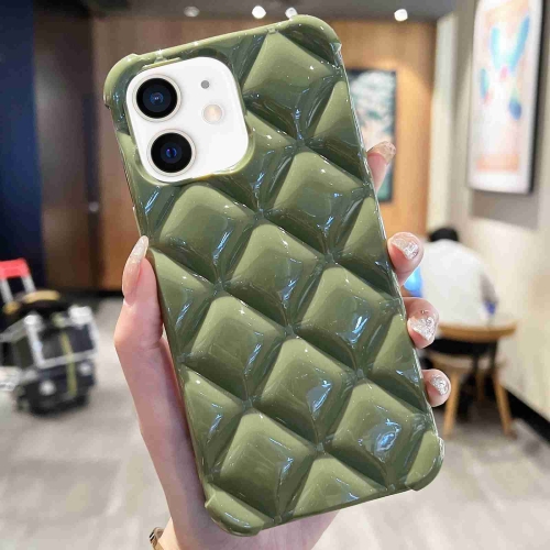 

For iPhone 12 / 12 Pro Diamond Lattice Varnish TPU Phone Case(Olive Green)