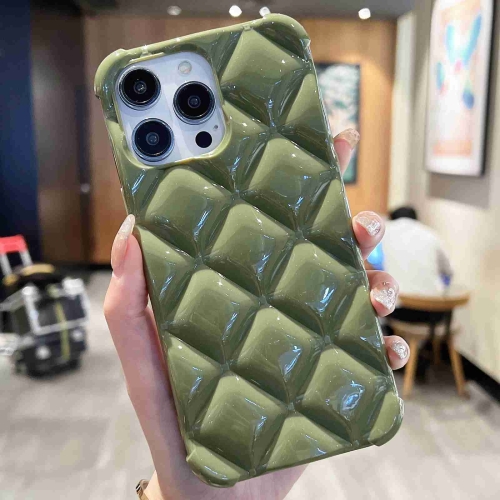 

For iPhone 12 Pro Max Diamond Lattice Varnish TPU Phone Case(Olive Green)