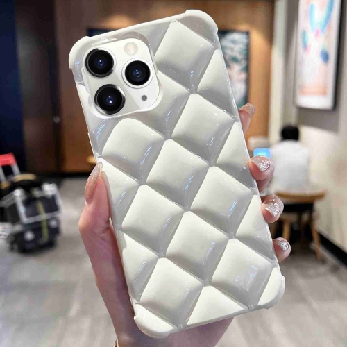 

For iPhone 11 Pro Max Diamond Lattice Varnish TPU Phone Case(White)