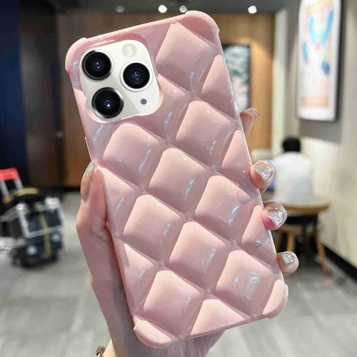 

For iPhone 11 Pro Max Diamond Lattice Varnish TPU Phone Case(Pink)