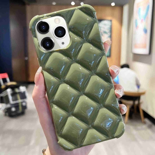 

For iPhone 11 Pro Max Diamond Lattice Varnish TPU Phone Case(Olive Green)