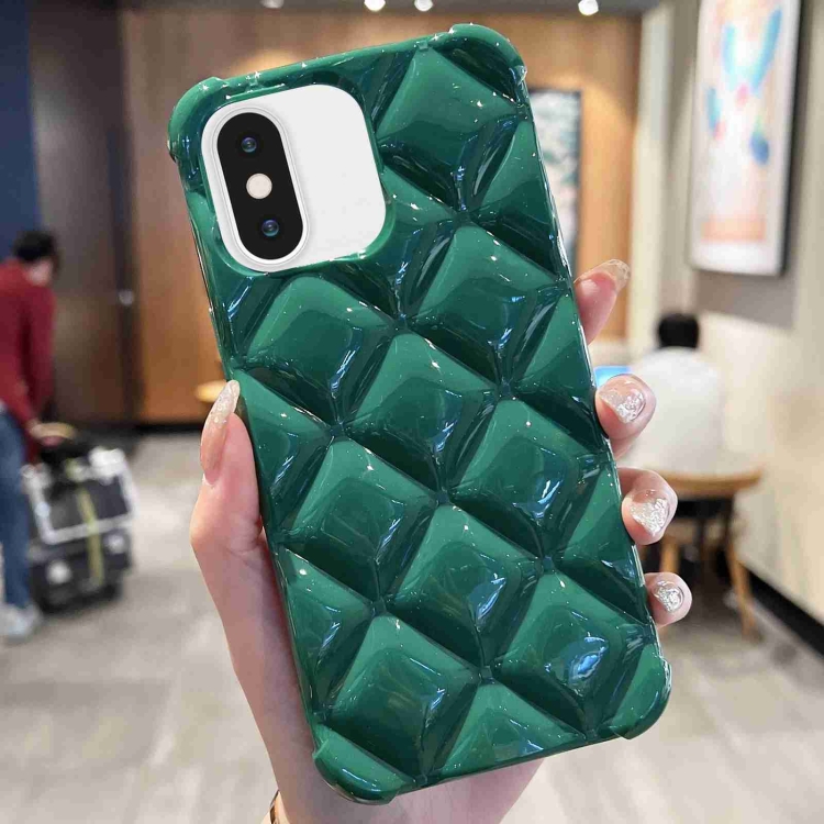 

For iPhone XS / X Diamond Lattice Varnish TPU Phone Case(Green)