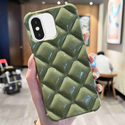 

For iPhone XS / X Diamond Lattice Varnish TPU Phone Case(Olive Green)