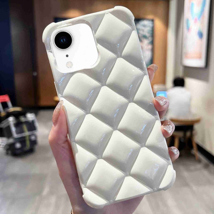 

For iPhone XR Diamond Lattice Varnish TPU Phone Case(White)