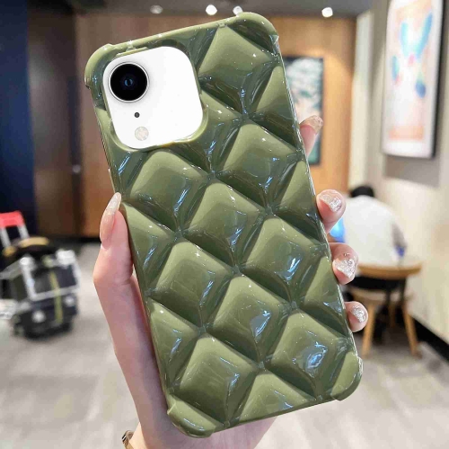 

For iPhone XR Diamond Lattice Varnish TPU Phone Case(Olive Green)