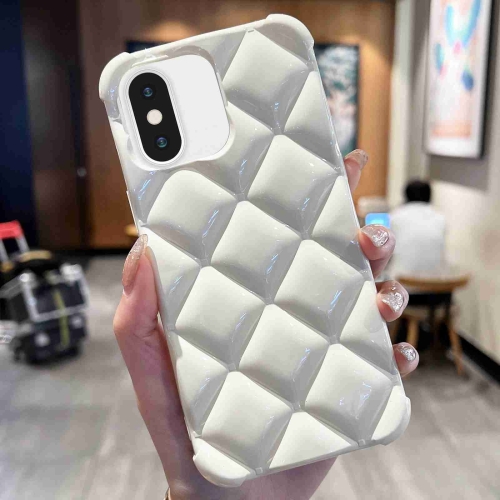 

For iPhone XS Max Diamond Lattice Varnish TPU Phone Case(White)