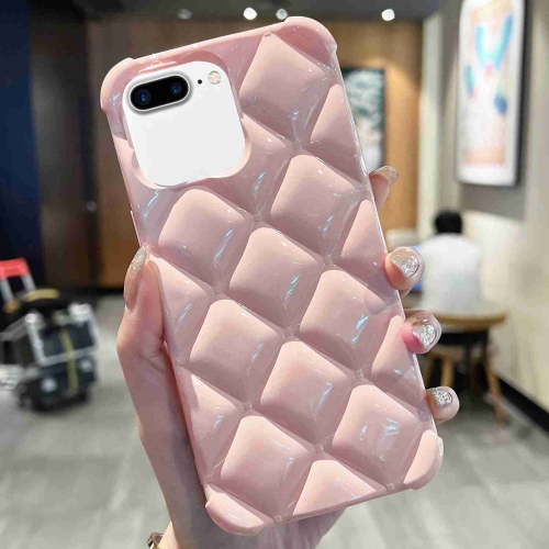 

For iPhone 8 Plus / 7 Plus Diamond Lattice Varnish TPU Phone Case(Pink)