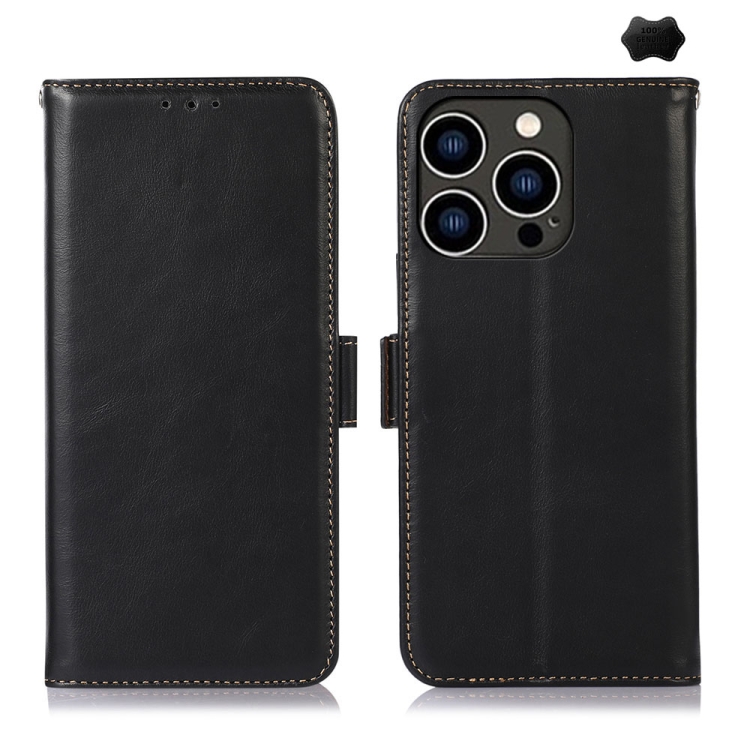 

For iPhone 16 Pro Crazy Horse Top Layer Cowhide Leather Phone Case(Black)