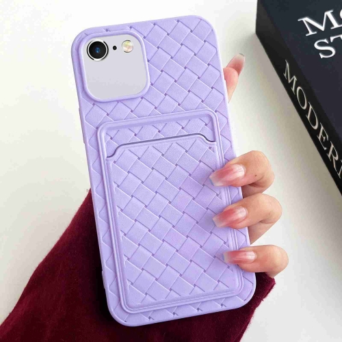 

For iPhone SE 2022 / SE 2020 / 8 / 7 Weave Texture Card Slot Skin Feel Phone Case(Light Purple)