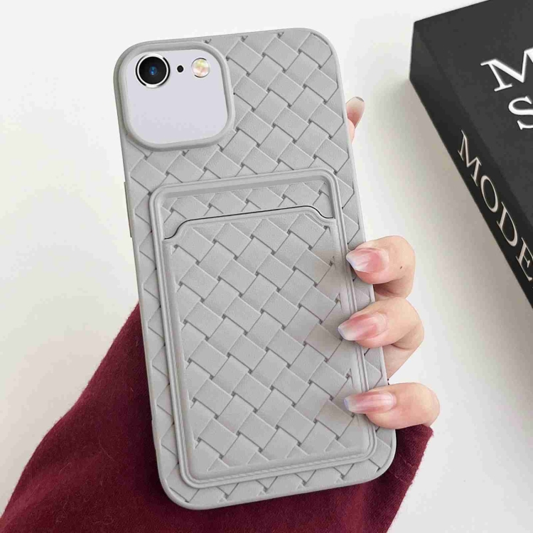 

For iPhone SE 2022 / SE 2020 / 8 / 7 Weave Texture Card Slot Skin Feel Phone Case(Grey)