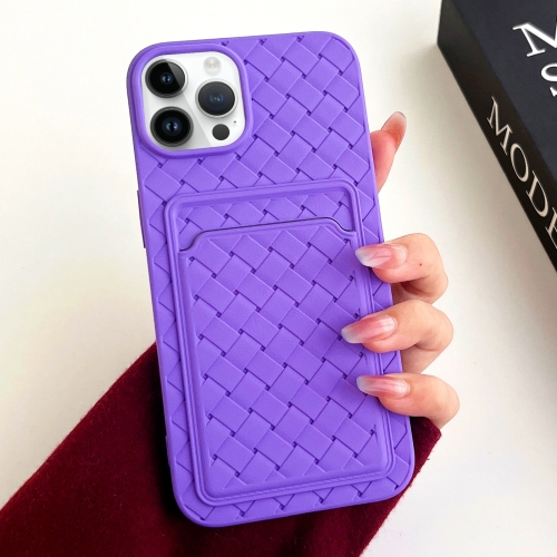 

For iPhone 13 Pro Weave Texture Card Slot Skin Feel Phone Case(Dark Purple)